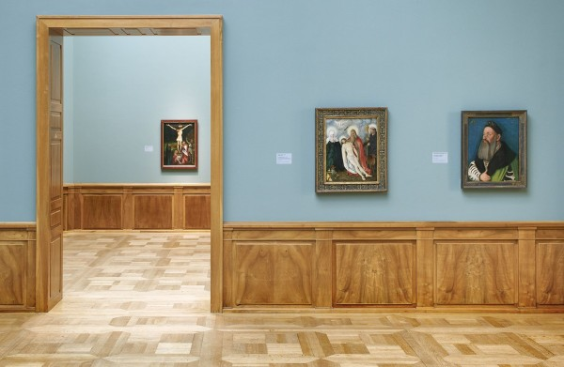 Hans Baldung, also called Grien, Portrait of Adalbert III von Bärenfels, oil on pine wood, 1526, Kunstmuseum Basel (acquired in 1910), shown on the far right of the photo, Photo: Simon Schmid, SNL.