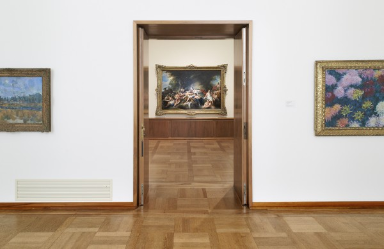 Jean-François de Troy, Diane et Actéon, 1734, huile sur toile, Kunstmuseum Basel (acquis en 1901), sur cette photo au centre à l’arrière-plan, Photo: Simon Schmid, BN.